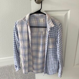 Altar'd State Light Blue and White Plaid Men's Shirt